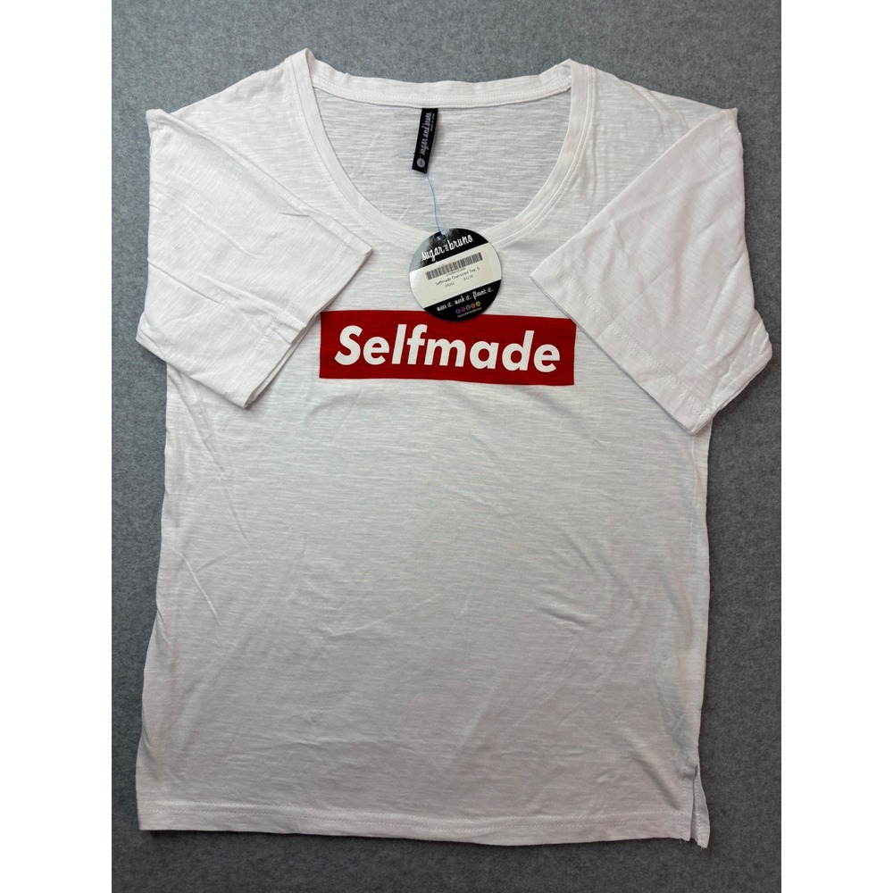 Sugar and Bruno Selfmade Graphic Tee White Red Box Logo Cotton‎ Shirt Small